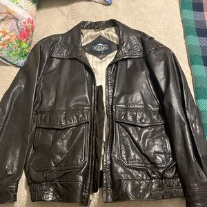 split rail gant dark brown leather jacket size 44